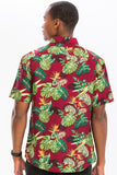 Mens Print Hawaiian Button Down Shirt