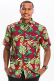 Mens Print Hawaiian Button Down Shirt