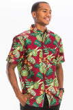 Mens Print Hawaiian Button Down Shirt