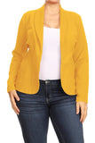 Plus Size Open front Long sleeves Waist length blazer jacket