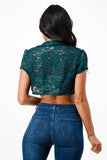 Crochet sequin lace cropped bolero shrug