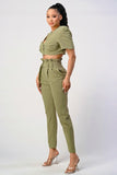 TWO PIECE PANTS SET, BELT INCLUDED