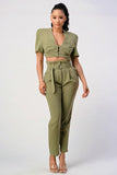 TWO PIECE PANTS SET, BELT INCLUDED