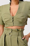 TWO PIECE PANTS SET, BELT INCLUDED