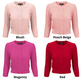 Cute Pattern Cropped Cardigan Sweater  3/4 Sleeve