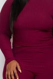 Plus Ribbed Mock Neck Long Sleeve Top & Leggings Set