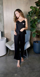 Black Silky 3 Piece Kimono Pajama Sets