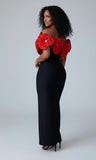 Sculpted Floral Applique Gown