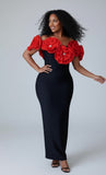 Sculpted Floral Applique Gown