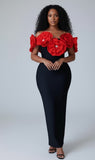 Sculpted Floral Applique Gown