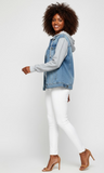 Women's Denim  Jacket with Fleece Hoodies