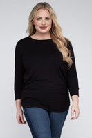 Plus Size Luxe Rayon Boat Neck 3/4 Sleeve Top