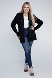 Plus Size Solid Open Front Cardigan