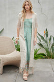 Solid Long Cardigan With Fringe