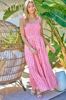 Printed Smocked Ruffle Maxi Dress