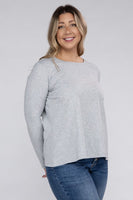 Plus Size Cotton Crew Neck Long Sleeve T-Shirt