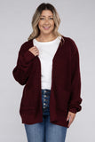 Plus Size Low Gauge Waffle Open Cardigan Sweater