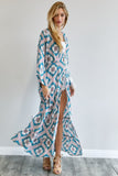 Printed Long Sleeve Loose Kimono