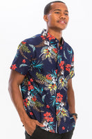 Hawaiian Print Button Down Shirt