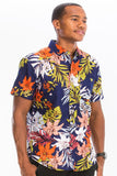 Mens Print Hawaiian Button Down Shirt