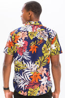 Mens Print Hawaiian Button Down Shirt