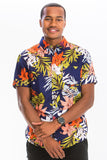 Mens Print Hawaiian Button Down Shirt