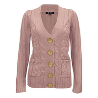 Cable Knitted Cardigan Sweater with Pockets