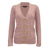 Cable Knitted Cardigan Sweater with Pockets