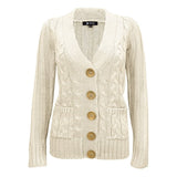 Cable Knitted Cardigan Sweater with Pockets