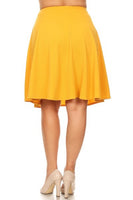 Solid high waisted A-line knee length skirt