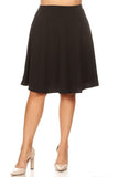 Solid high waisted A-line knee length skirt