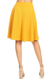 Solid high waisted A-line knee length skirt