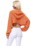 Bat Wing Sleeve Crop Waffle Knit Hoodie Top