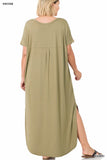 Plus Viscose Side Slit V-Neck Maxi Dress