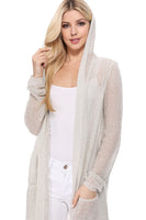 Summer Cool Open Front Hoodie Long Cardigan