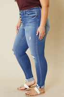 Plus Size High Rise Button Fly Ankle Skinny Jeans