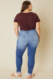 Plus Size High Rise Button Fly Ankle Skinny Jeans