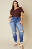 Plus Size High Rise Button Fly Ankle Skinny Jeans