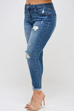 PLUS SIZE HIGH RISE DISTRESSED ANKLE SKINNY