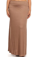 Plus size Solid high waisted a-line maxi skirt