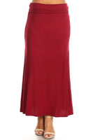 Plus size Solid high waisted a-line maxi skirt