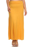 Plus size Solid high waisted a-line maxi skirt