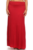 Plus size Solid high waisted a-line maxi skirt