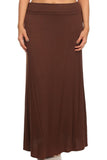 Plus size Solid high waisted a-line maxi skirt