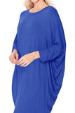 Solid knit dress Crew neck Long dolman sleeves