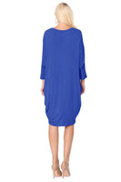 Solid knit dress Crew neck Long dolman sleeves