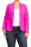 Plus Size Open front Long sleeves Waist length blazer jacket