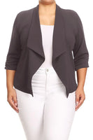 Plus size Solid waist length jacket in a loose fit