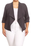 Plus size Solid waist length jacket in a loose fit