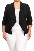 Plus size Solid waist length jacket in a loose fit